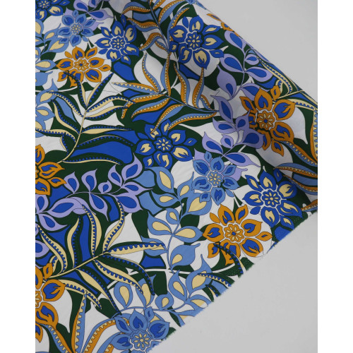Tecido Viscose Boho Floral Tons Frios