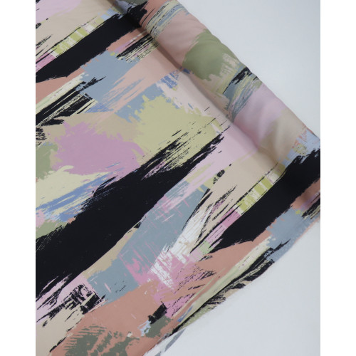 Tecido Viscose Italiano Pinceladas Abstratas Candy Color