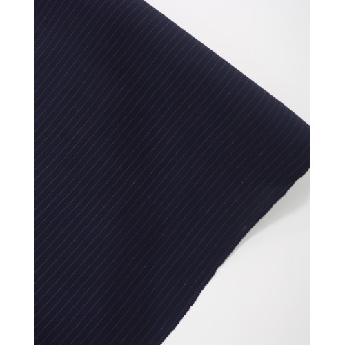 Tecido Crepe Duna Risca de Giz Branco e Azul Marinho