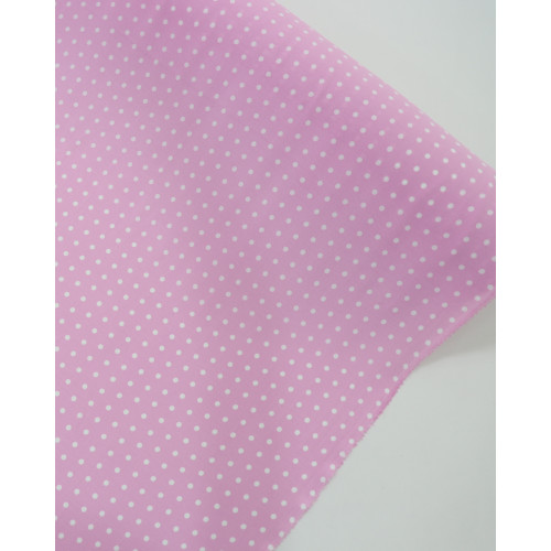 Tecido Crepe Koshibo Poá Branco e Rosa Bebê