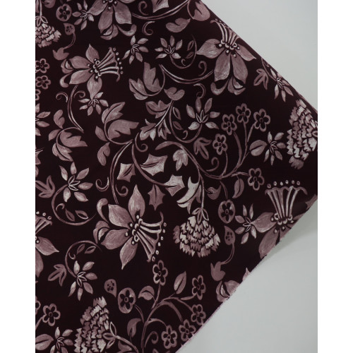 Tecido Crepe Koshibo Leve Multi Floral Offwhite e Tons de Vinho