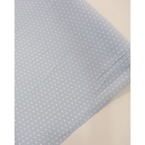 Tecido Crepe Koshibo Poá Branco e Azul Bebê