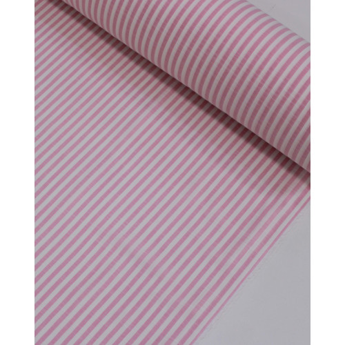 Tecido Tricoline Verano Flamê Listras Branco e Rosa