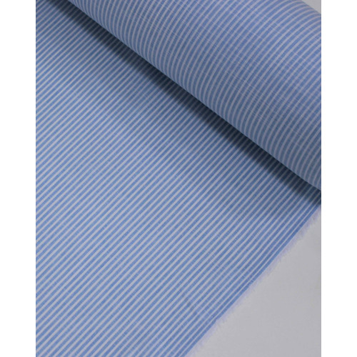 Tecido Tricoline Verano Flamê Listras Finas Branco e Azul