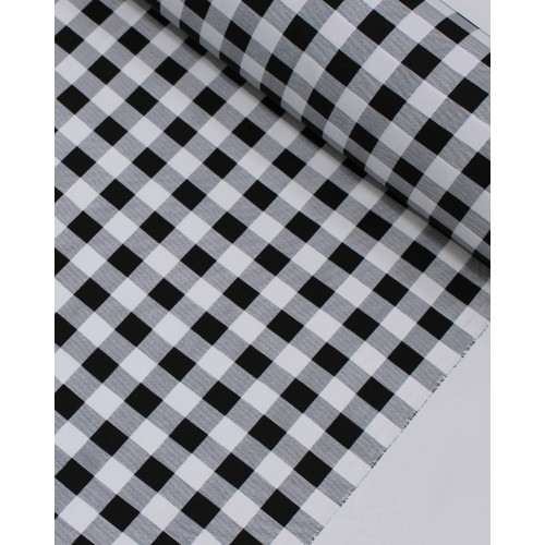 Tecido Tricoline Micro Xadrez Vichy Branco e Preto
