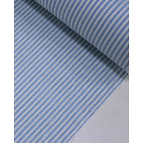 Tecido Tricoline Verano Flamê Listras Branco e Azul Bebê