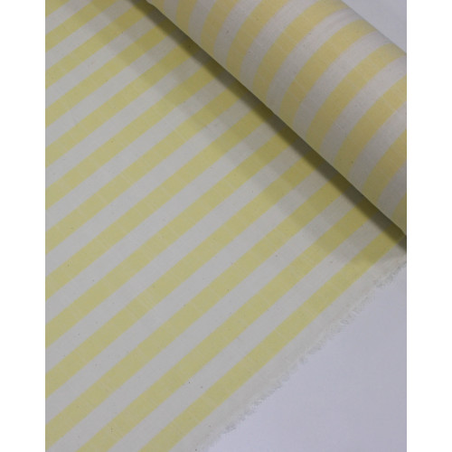 Tecido Tricoline Verano Flamê Listras Regulares Offwhite e Amarelo Manteiga