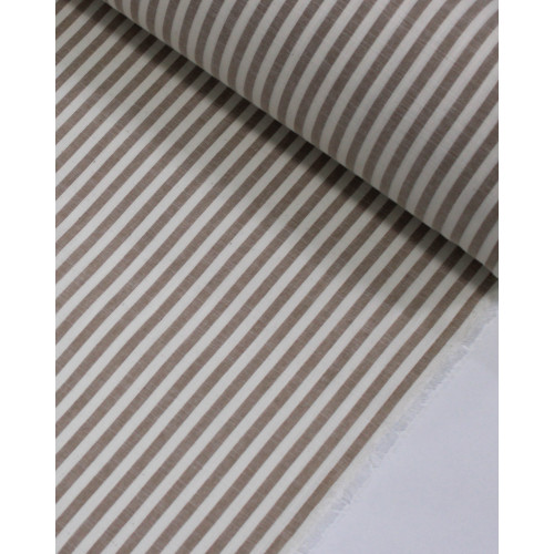 Tecido Tricoline Verano Flamê Listras Offwhite e Caramelo