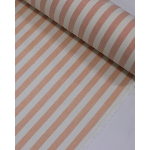 Tecido Tricoline Verano Flamê Listras Regulares Offwhite e Salmão