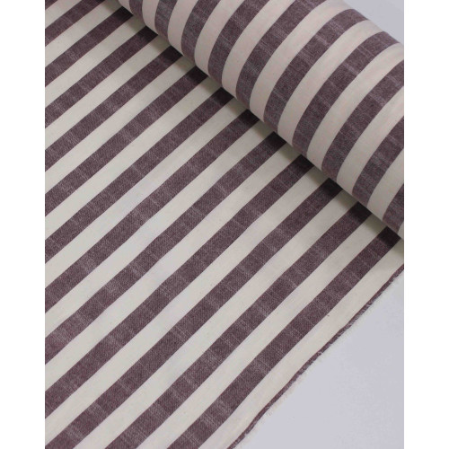 Tecido Tricoline Verano Flamê Listras Regulares Offwhite e Vinho