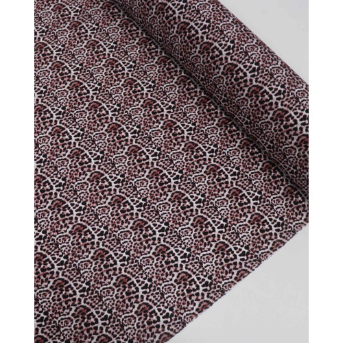 Tecido Viscose Texturizada Animal Print Preto e Mogno