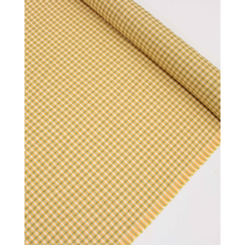 Tecido Linho Misto Italiano Micro Quadriculado Verde e Amarelo