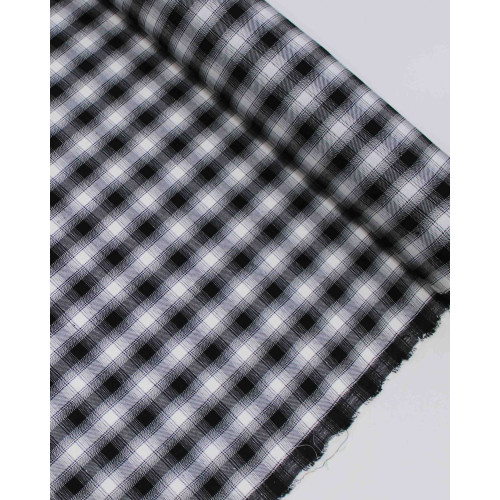 Tecido Linho Misto Italiano Quadriculado Branco e Preto