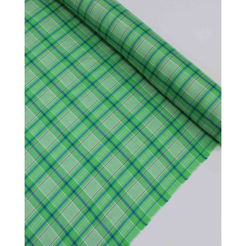 Tecido Linho Misto Italiano Multi Quadriculado Branco, Azul e Verde