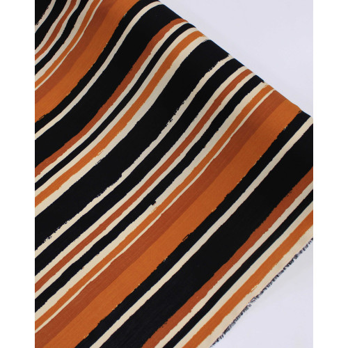 Tecido Viscose Texturizada Multi Listras Tons Terrosos