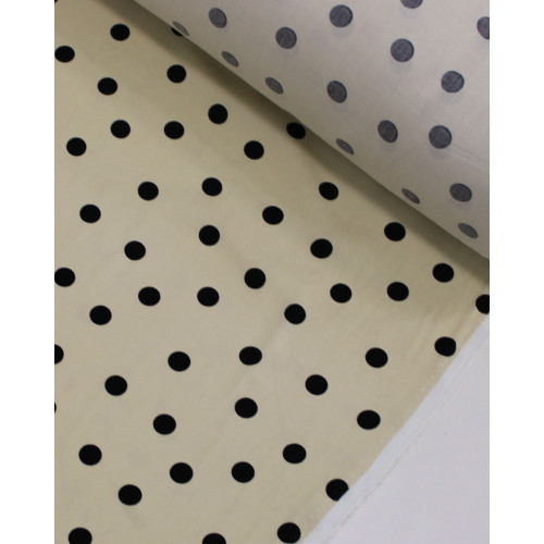 Tecido Viscose Poá Irregular Preto e Creme