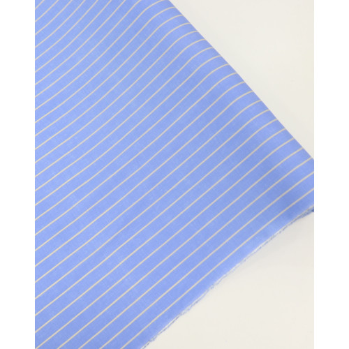 Tecido Viscose Listrado Creme e Azul Celeste