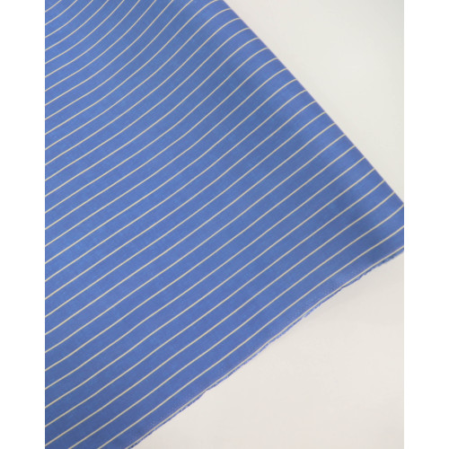 Tecido Viscose Listrado Creme e Azul Indigo