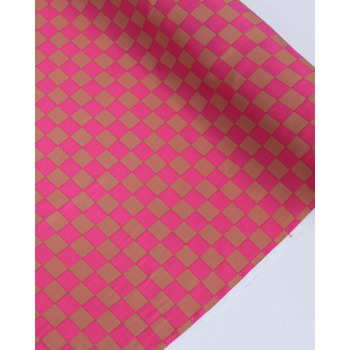 Tecido Viscose Micro Xadrez Rosa Pink e Argila
