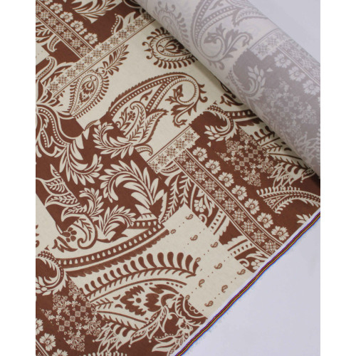 Tecido Viscose Premium Multi Estampa Paisley Marrom e Cru