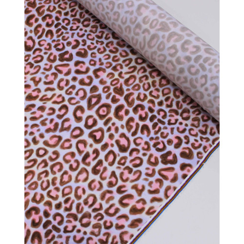Tecido Viscose Premium Animal Print Marrom, Rosa e Azul