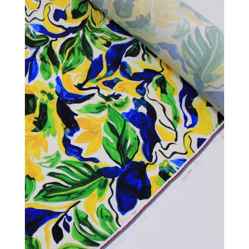 Tecido Viscose Premium Brasilidade Folhagens Abstratas
