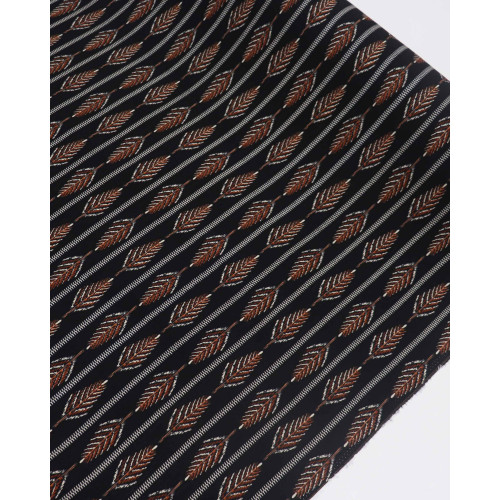 Tecido Viscose Texturizada Listrado Étnico Laranja e Preto