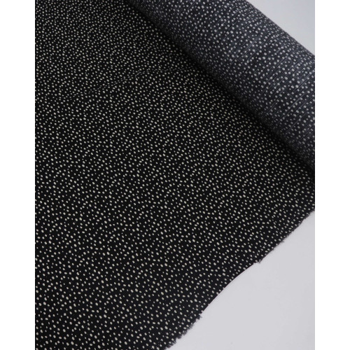 Tecido Viscose Texturizada Micro Pingos Creme e Preto