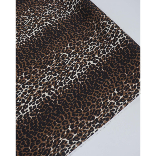 Tecido Crepe de Alfaiataria com Elastano Italiano Animal Print em Listras Preto, Marrom e Bege