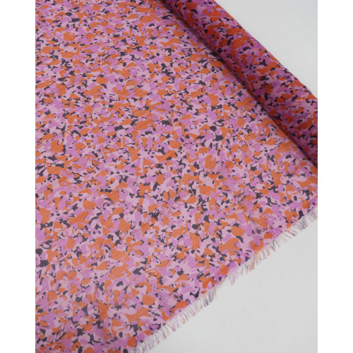 Tecido Crepe Chiffon Texturizado Italiano com Lurex Foramas Abstratas Colorido (COM DETALHES)