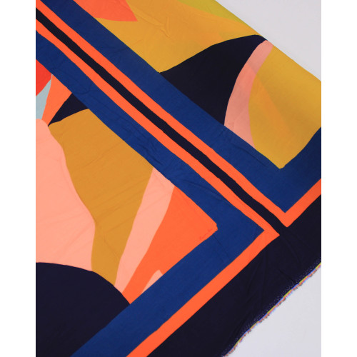 Tecido Viscose Premium Estampa Lenço Macro Pinura Abstrata Colorido