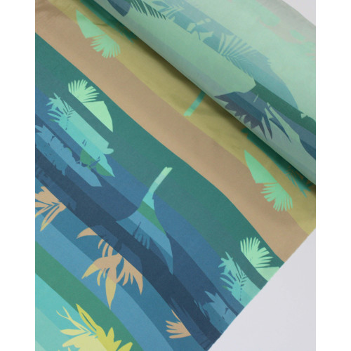 Tecido Tactel Fino Folhagens em Listras Verticais Colorido