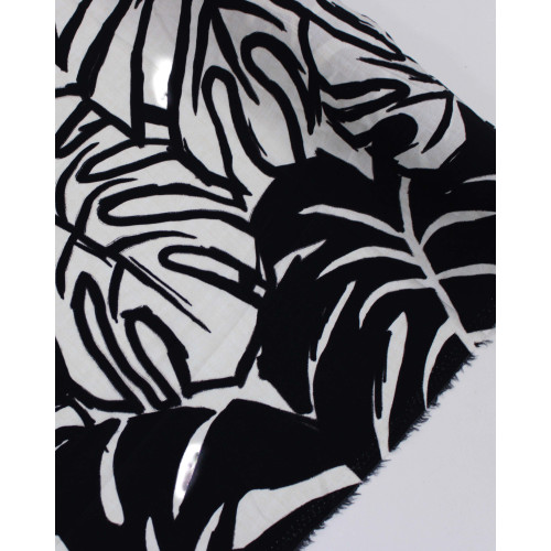 Tecido Viscose Premium Macro Costela de Adão Preto e Offwhie