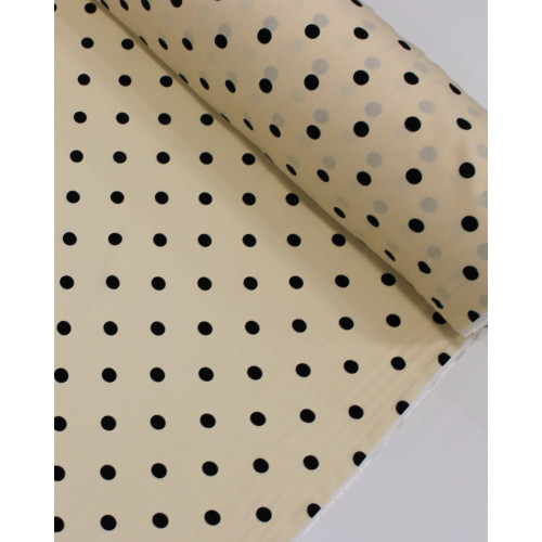 Tecido Viscose Poá Preto e Creme (1.4m)