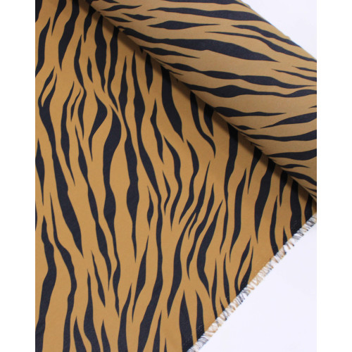 Tecido Crepe Koshibo Leve Animal Print Preto e Marrom