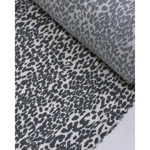 Tecido Tricoline Animal Print Digital P/B