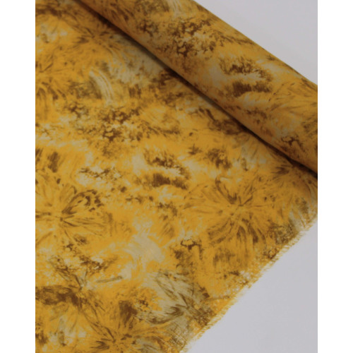 Tecido Viscose Italiano Estampa Tie Dye Abstrato Bege e Amarelo