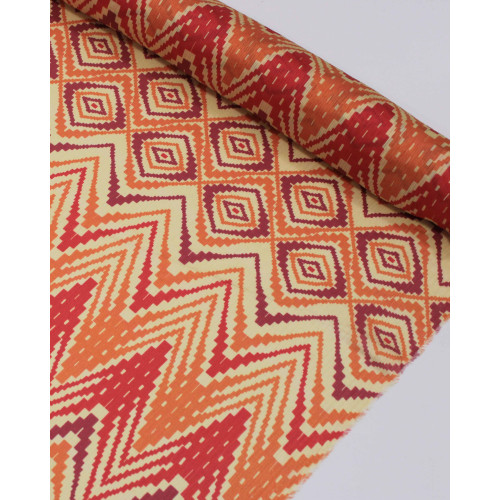 Tecido Crepe Chiffon Texturizado Italiano Chevron em Listras Tons Quentes e Creme