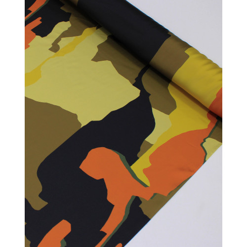 Tecido Crepe Silk Italiano Macro Camuflado Colorido