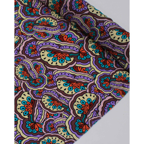 Tecido Crepe Silk Italiano Estampa Irregular Abstrata Colorido