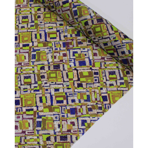 Tecido Crepe Koshibo Leve Italiano Geométrico Irregular Colorido