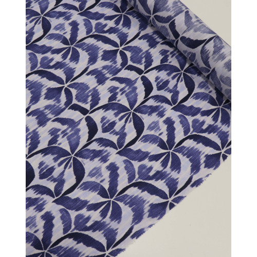 Tecido Cambraia de Algodão Coqueiros em Desfoque Tons de Azul