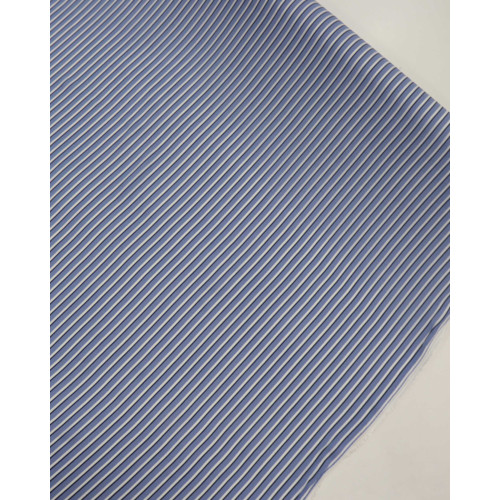 Tecido Viscose Multi Listras Preto, Branco e Azul Índigo