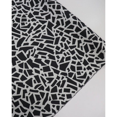 Tecido Microfibra Italiano Dupla Face Animal Print Geométrico P/B