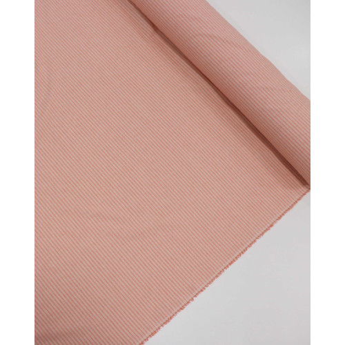 Tecido Cambraia de Algodão Listra Dupla Branco e Coral