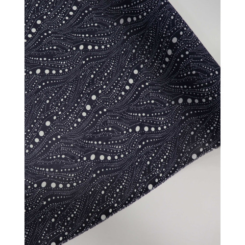 Tecido Crepe Chiffon Multi Poá Ondulado Branco e Azul Marinho