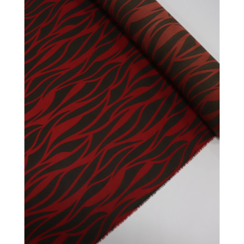 Tecido Crepe GGT Recortes Ondulados Marrom e Vermelho