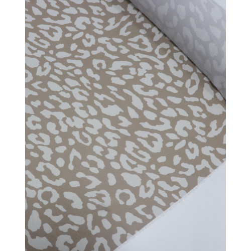 Tecido Crepe Bubble Animal Print Offwhite e Bege