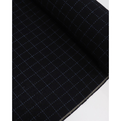Tecido Tweed Quadriculado Azul e Preto