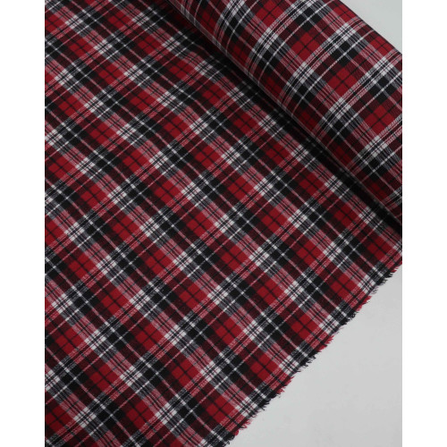 Tecido Flanela Mista Quadriculado Preto, Branco e Vermelho